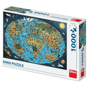 PUZZLE 1000 pcs - Mapa Mundo Ilustrado - DINO