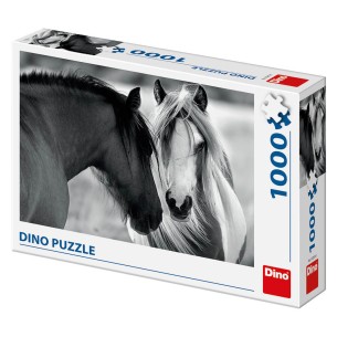 PUZZLE 1000 pcs - Black and White Horses - DINO
