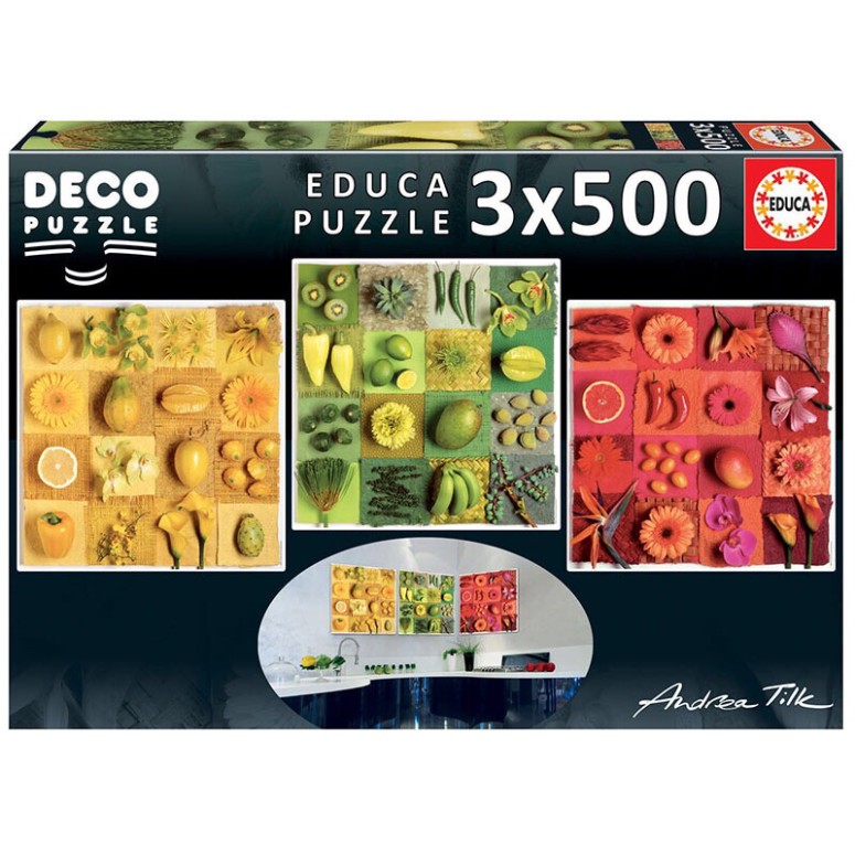 PUZZLE 3x500 pcs Frutos & Flores - EDUCA