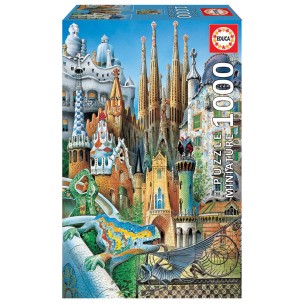 PUZZLE 1000 pcs MINI - Collage Gaudi - EDUCA