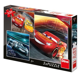PUZZLE 3x55 pcs - Cars 3 - Treino - Disney - DINO