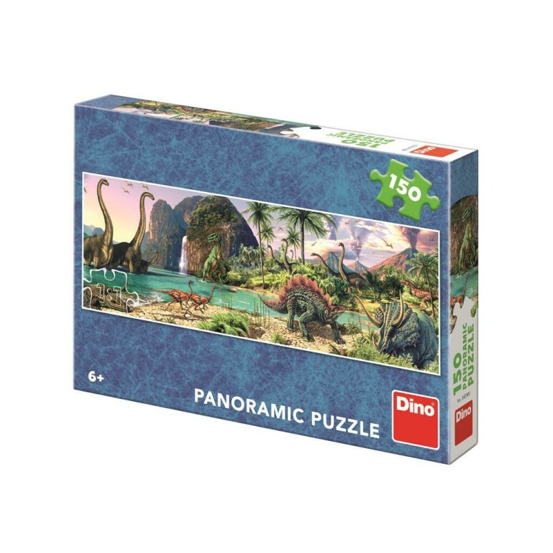 PUZZLE 150 pcs Panoramic - Dinossauros 
 junto ao Lago - DINO