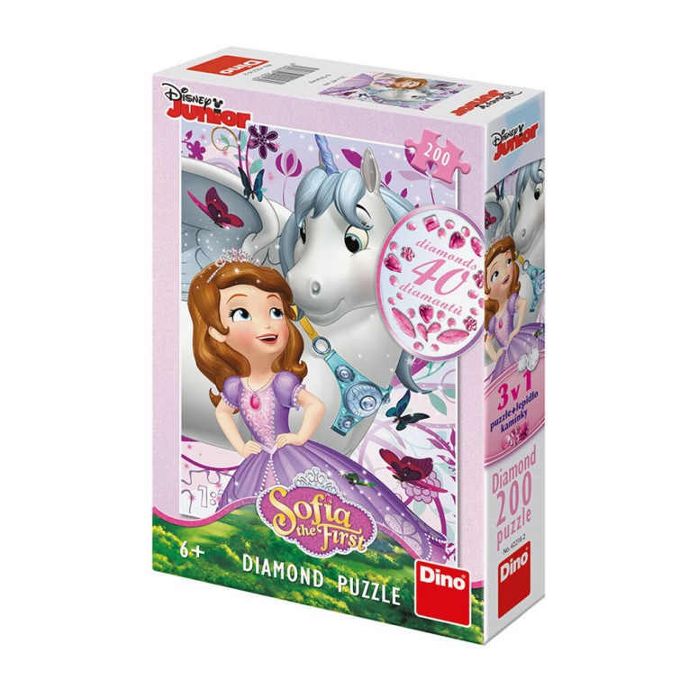 PUZZLE 200 pcs DIAMONDS Princesa Sofia e Unicornio - Disney - DINO