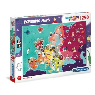 PUZZLE Super 250 pcs Mapa Europa - Grandes Europeus - CLEMENTONI
