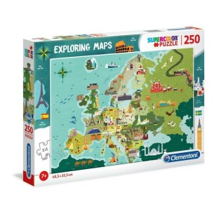 PUZZLE Super 250 pcs Mapa Europa - Monumentos Europeus - CLEMENTONI