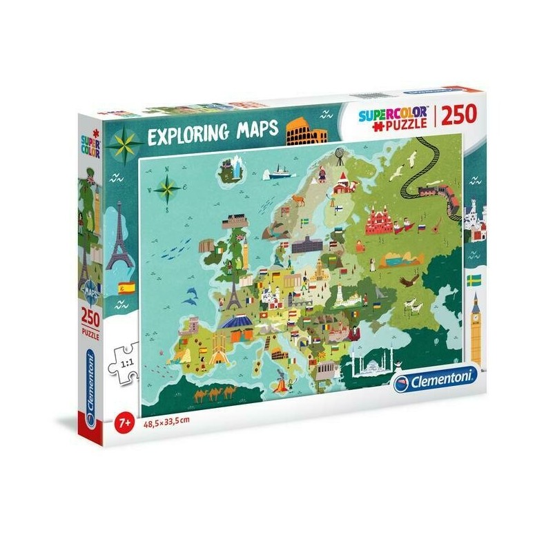 PUZZLE Super 250 pcs Mapa Europa - Monumentos Europeus - CLEMENTONI