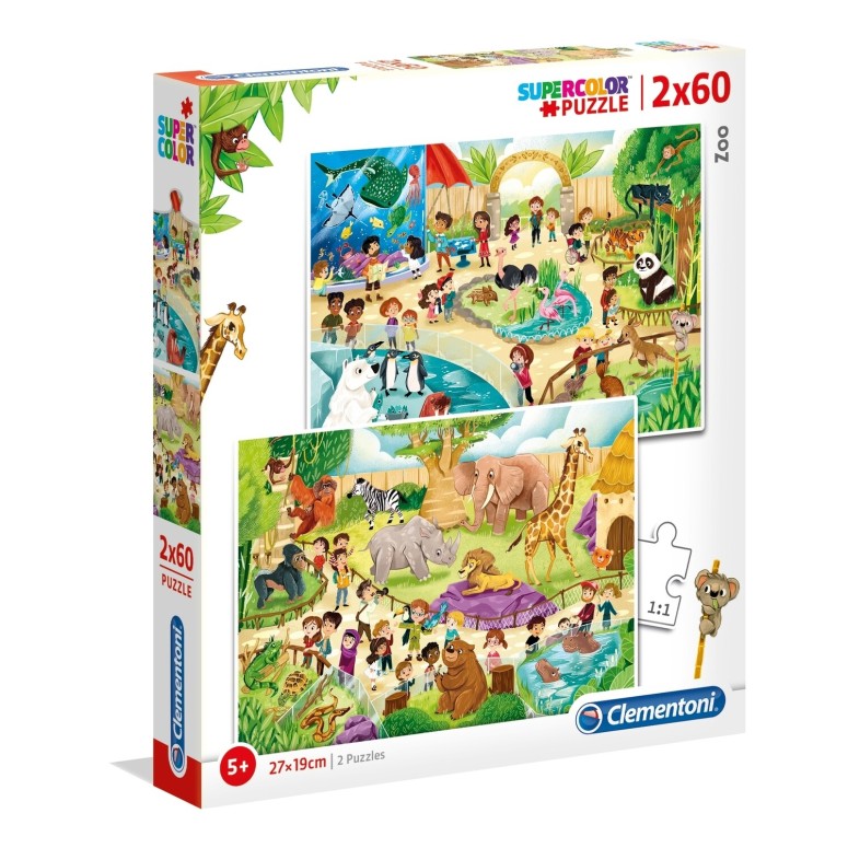 PUZZLE Super 2x60 pcs Zoo - CLEMENTONI