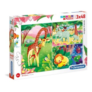 PUZZLE Jungle Friends 3x48 pcs - CLEMENTONI