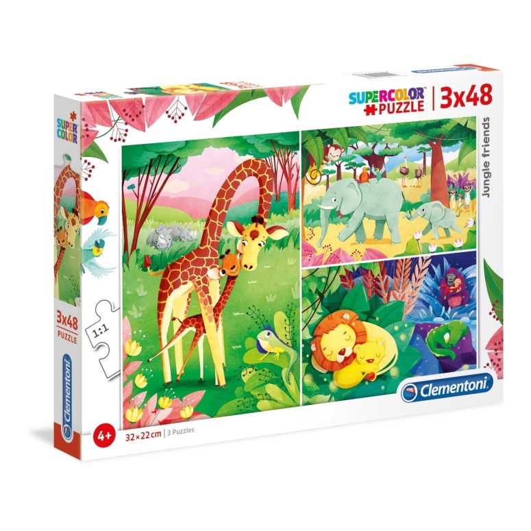 PUZZLE Jungle Friends 3x48 pcs - CLEMENTONI