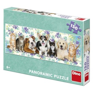 PUZZLE 150 pcs Panoramic - Gatinhos e Cachorrinhos - DINO