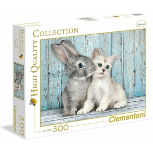 PUZZLE 500 HQ Gatinho e Coelhinho  - CLEMENTONI