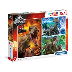 PUZZLE Jurassic World 3x48pcs - CLEMENTONI