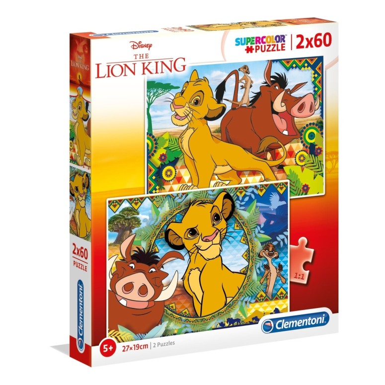 PUZZLE Super 2x60 pcs Rei Leão - CLEMENTONI