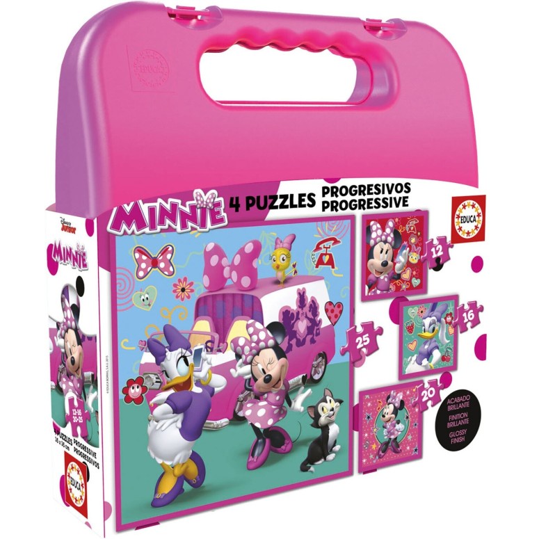 PUZZLE 12/16/20/25PCS  COM MALA MINNIE E MARGARIDA - EDUCA