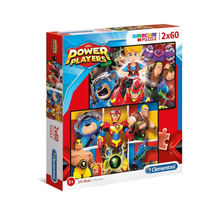PUZZLE Super 2x60 pcs Power Players - CLEMENTONI