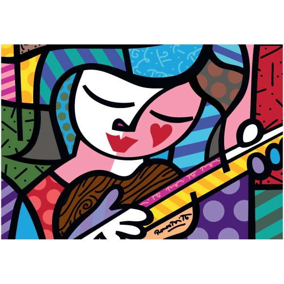 PUZZLE 1000 pcs - Girl with Guitar, Romero Britto - BLUEBIRD-0