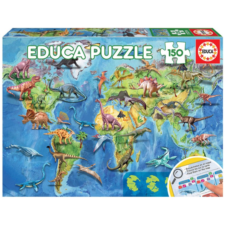 PUZZLE 150 pcs- MAPA MUNDO DINOSSAUROS- EDUCA