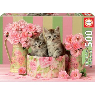 PUZZLE 500 pcs Gatinhos com Rosas  - EDUCA