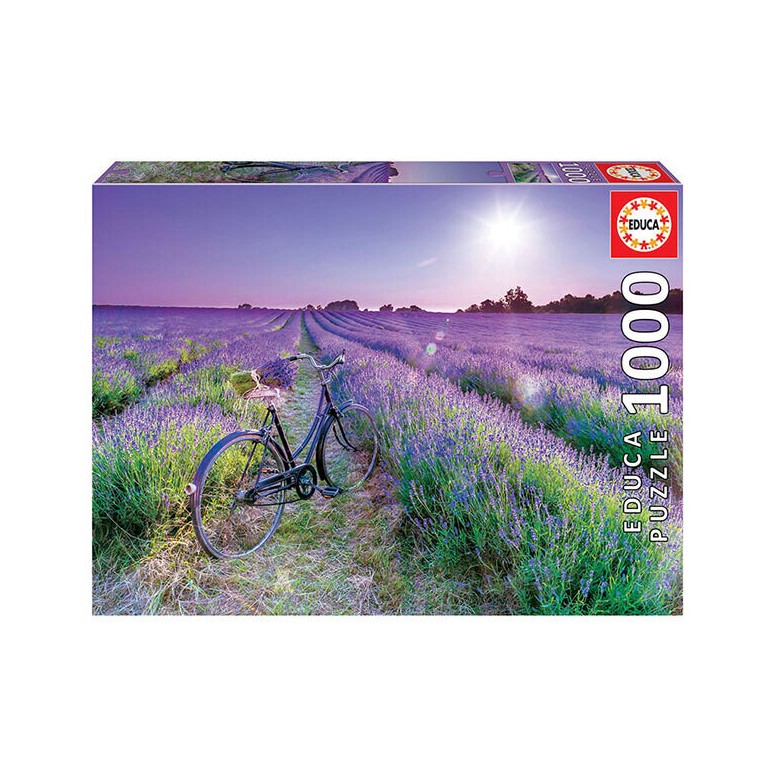 PUZZLE 1000 pcs Bicicleta Campo de Lavanda - EDUCA