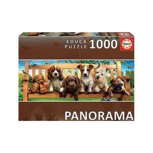 PUZZLE 1000 pcs Panorama - Cãezinhos no Banco  - EDUCA