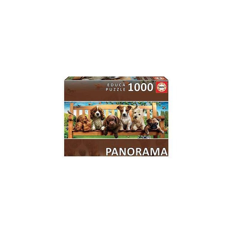 PUZZLE 1000 pcs Panorama - Cãezinhos no Banco  - EDUCA