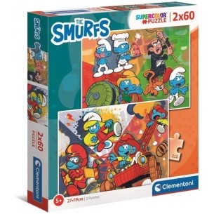 PUZZLE Super 2x60 pcs Smurfs - CLEMENTONI