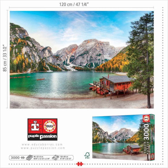 PUZZLE 3000 pcs Lago Braies no Outono - EDUCA