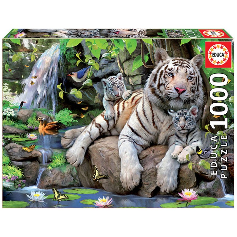 PUZZLE 1000 pcs Tigres Brancos de Bengala - EDUCA
