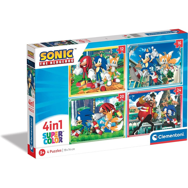 PUZZLE Progressivo 4 em 1 ( 12 - 16 - 20 - 24 PCS) Sonic - CLEMENTONI