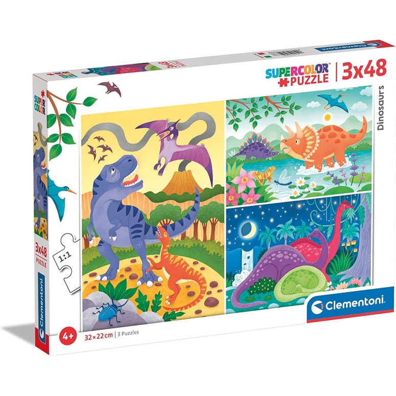 PUZZLE Dinossauros- 3x48 pcs - CLEMENTONI