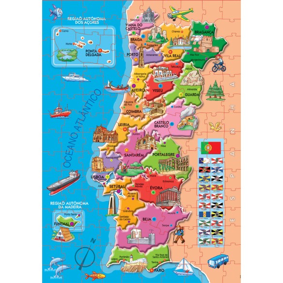 Puzzle 150 peças Mapa Distritos PortugaPuzzle 150 peças Mapa