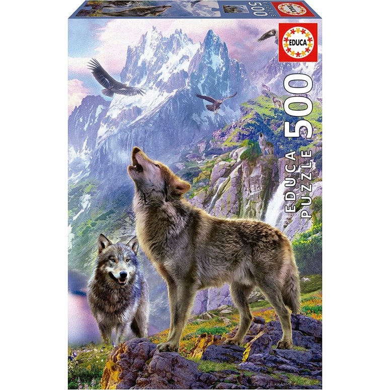 PUZZLE 500 pcs Lobos nas Rochas - EDUCA