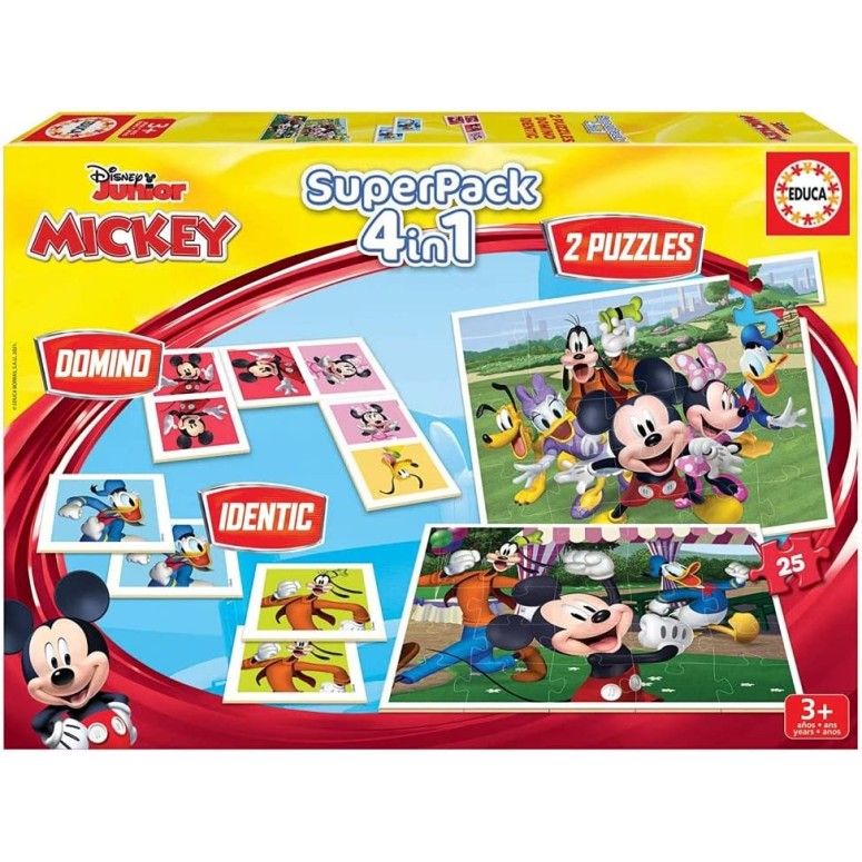 SUPER PACK C/ 2 PUZZLE 2x25 pcs DOMINO E IGUAIS - Mickey e os Amigos - Disney - EDUCA