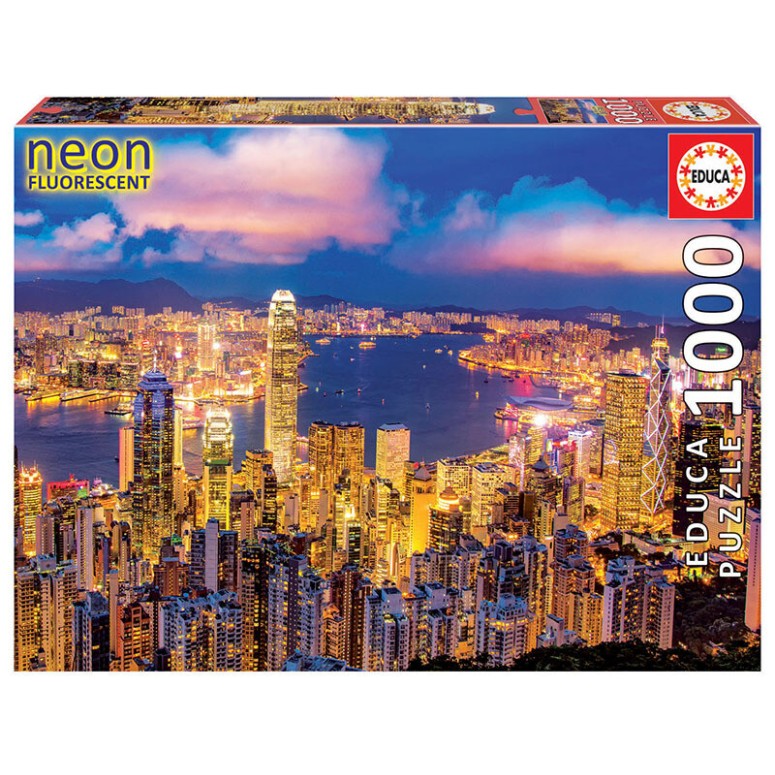 PUZZLE 1000 pcs Hong Kong "NEON FLUORESCENT" - EDUCA