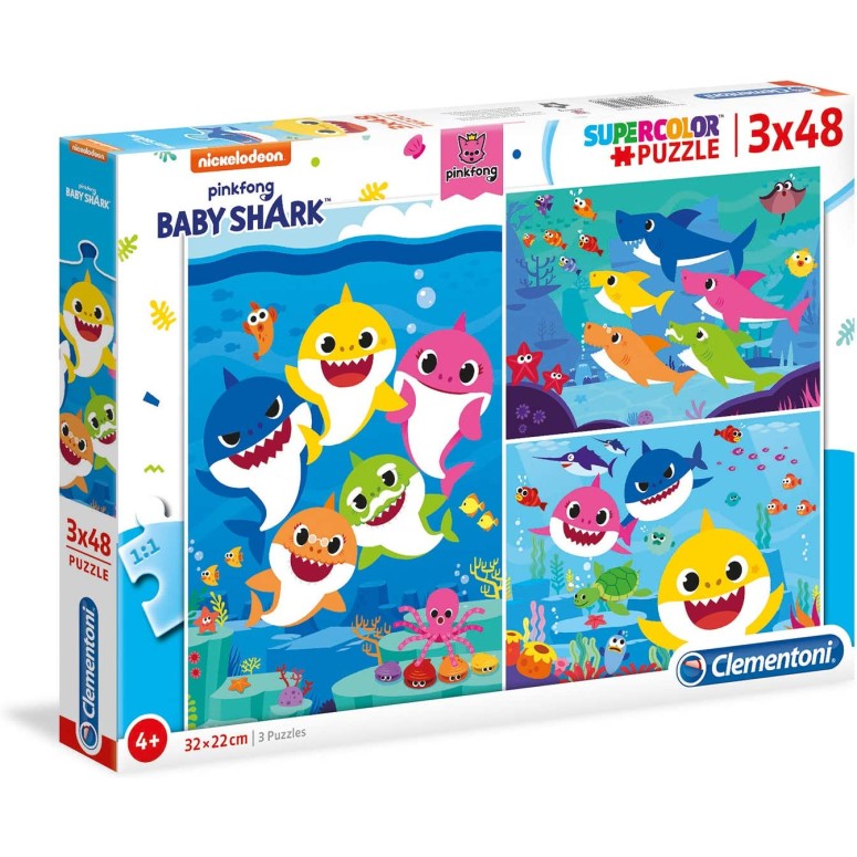 PUZZLE  3x48 pcs Baby Shark- CLEMENTONI