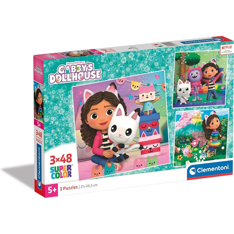 PUZZLE SUPER 3x48 pcs GABBY´S DOLLHOUSE - CLEMENTONI