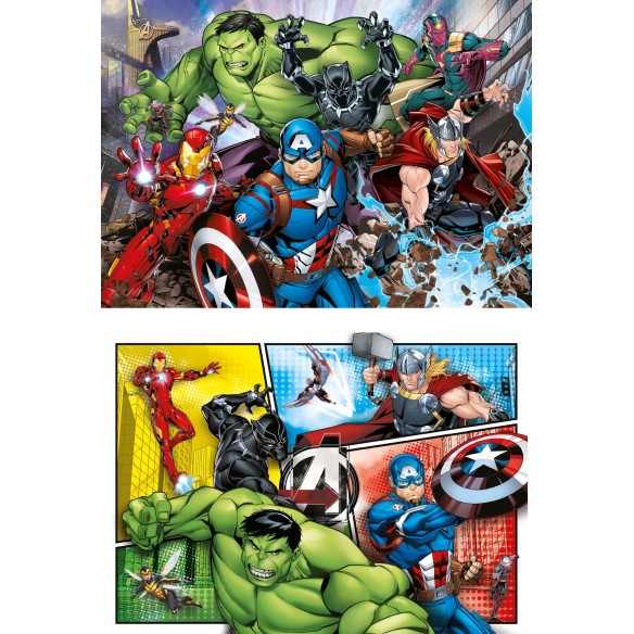 PUZZLE Super 2x60 pcs Vingadores Marvel - CLEMENTONI-0