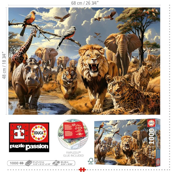 PUZZLE 1000 pcs Animais Selvagens - EDUCA