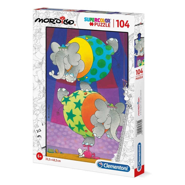 PUZZLE Super 104 pcs Mordillo The Balance -- CLEMENTONI