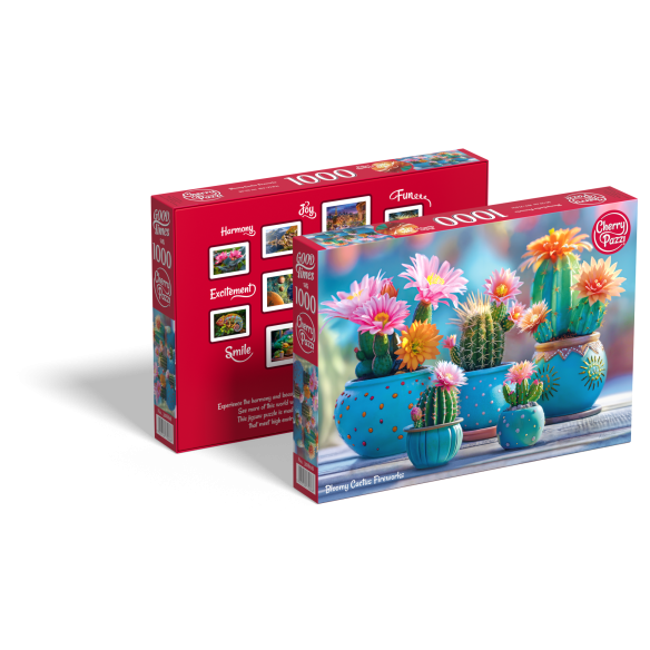 PUZZLE 1000 pcs - Bloomy Cactus Fireworks - CHERRY PAZZI