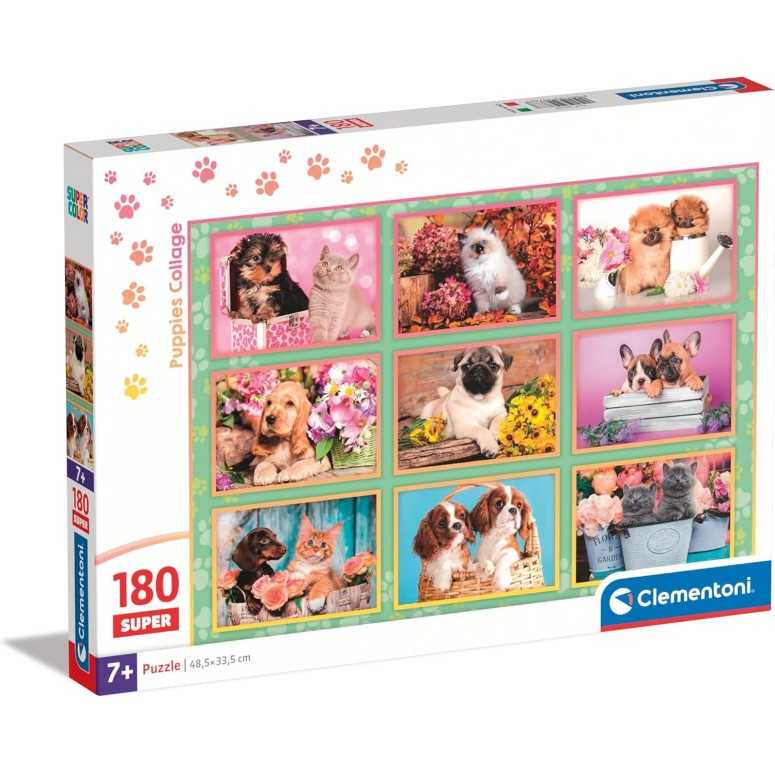 PUZZLE Super 180 pcs Puppies Collage - CLEMENTONI