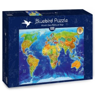 PUZZLE 1000 pcs - Mapa Mundial Geo-Político - BLUEBIRD