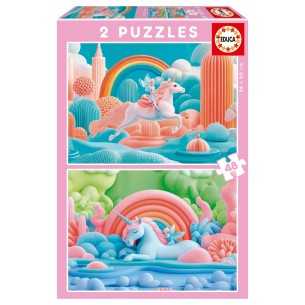 PUZZLE 2x48pcs Unicórnios...