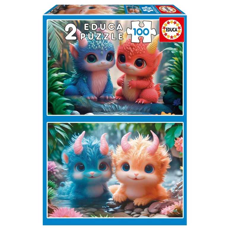 PUZZLE 2x100 pcs - Monstros Fofos - EDUCA