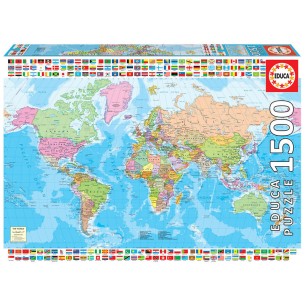 PUZZLE 1500 pcs - Mapa Mundo político - EDUCA