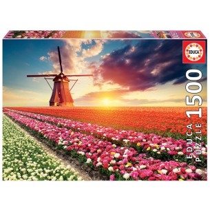 PUZZLE 1500 pcs - Paisagem de Tulipas - EDUCA