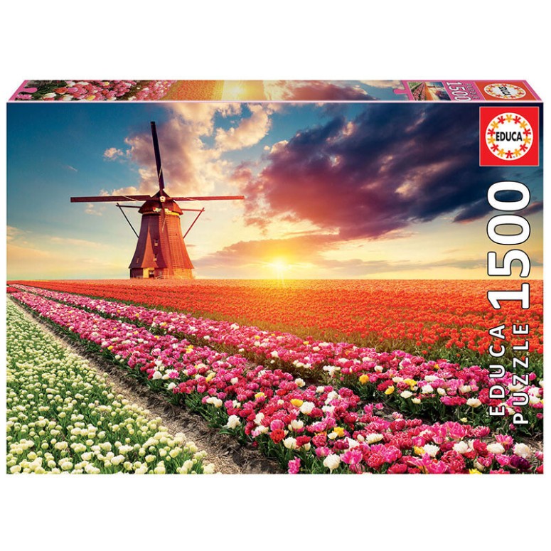 PUZZLE 1500 pcs - Paisagem de Tulipas - EDUCA
