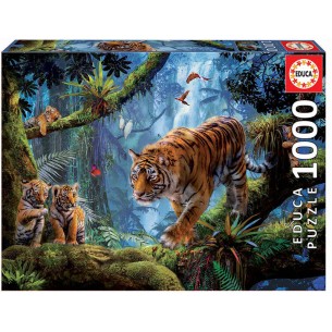PUZZLE 1000 pcs Tigres na Árvore - EDUCA