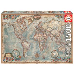 PUZZLE 1500 pcs - Mapa Mundo Político - EDUCA