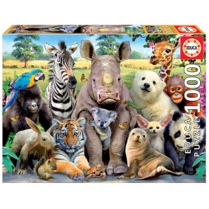 PUZZLE 1000 pcs A Foto da Turma #Animais #Selfie - EDUCA